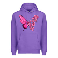 Purple Pink Flowers and Breast Cancer Ribbon Butterfly Premium Hoodie - texasbilliewilder