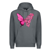 Rock Pink Flowers and Breast Cancer Ribbon Butterfly Premium Hoodie - texasbilliewilder