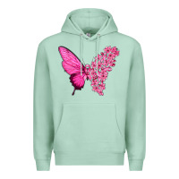 Seafoam Pink Flowers and Breast Cancer Ribbon Butterfly Premium Hoodie - texasbilliewilder