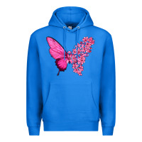 True Royal Pink Flowers and Breast Cancer Ribbon Butterfly Premium Hoodie - texasbilliewilder