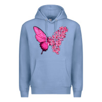 Colony Blue Pink Flowers and Breast Cancer Ribbon Butterfly Premium Hoodie - texasbilliewilder