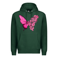 Sports Green Pink Flowers and Breast Cancer Ribbon Butterfly Premium Hoodie - texasbilliewilder