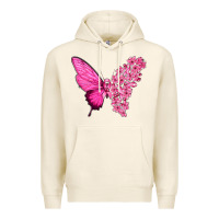 Tofu Pink Flowers and Breast Cancer Ribbon Butterfly Premium Hoodie - texasbilliewilder