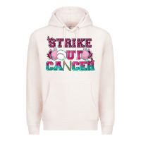 Pale Pink Strike Out Cancer Baseball Premium Hoodie - texasbilliewilder