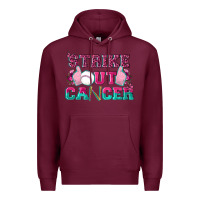 Burgundy Strike Out Cancer Baseball Premium Hoodie - texasbilliewilder