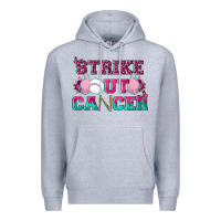 Heather Grey Strike Out Cancer Baseball Premium Hoodie - texasbilliewilder