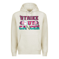 Oatmeal Heather Strike Out Cancer Baseball Premium Hoodie - texasbilliewilder