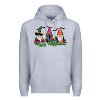 Heather Grey happy halloween gnome pumpkin Premium Hoodie - RanaPortraitStore