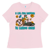 Bubblegum Pink easter a lot can happen in three days western sunflowers Ladies Tee - Artiststas
