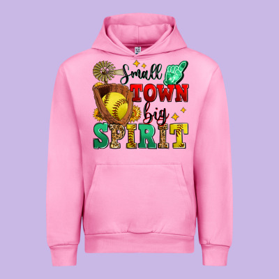 Small Town Big Spirit Softball Urban Hoodie Designed By Zillion Design Studio