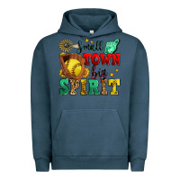 Pigment Midnight Navy small town big spirit softball Urban Hoodie - Zillion Design Studio