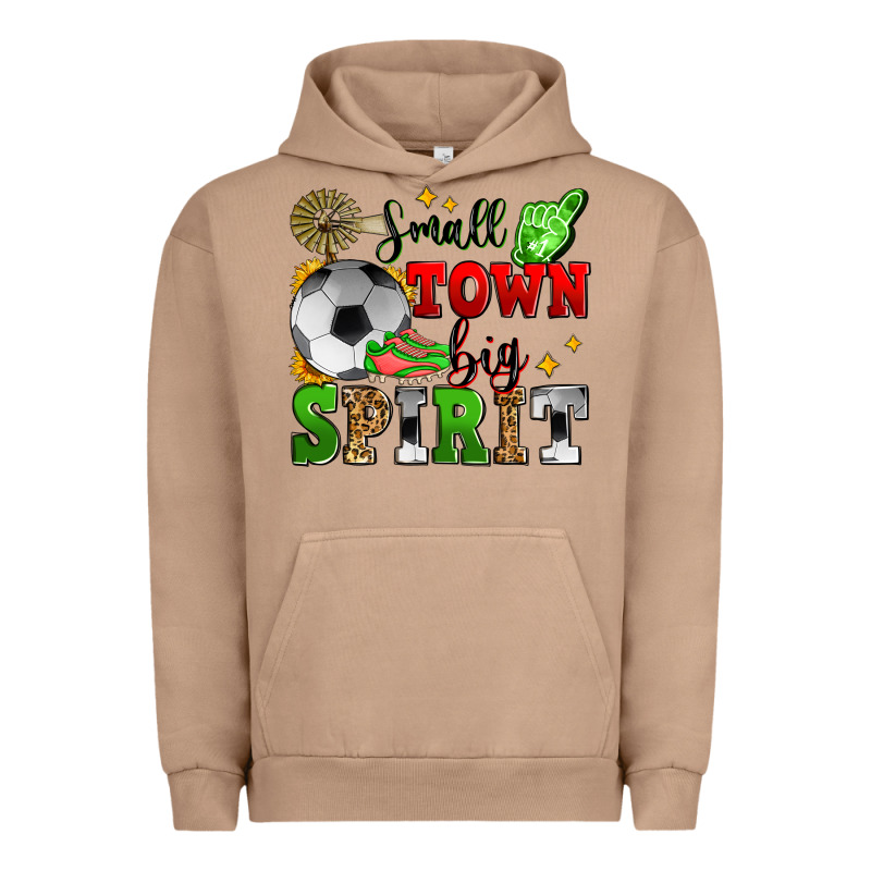 Small Town Big Spirit Soccer Urban Hoodie by Zillion Design Studio | Teevron
