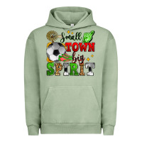 Pigment Oil Green small town big spirit soccer Urban Hoodie - Zillion Design Studio