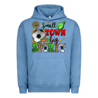 Pigment Pebble Blue small town big spirit soccer Urban Hoodie - Zillion Design Studio