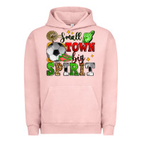Pigment Salmon small town big spirit soccer Urban Hoodie - Zillion Design Studio