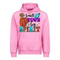 Fuchsia Pink small town big spirit basketball Urban Hoodie - Zillion Design Studio