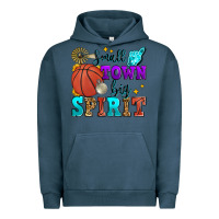 Pigment Midnight Navy small town big spirit basketball Urban Hoodie - Zillion Design Studio
