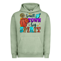 Pigment Oil Green small town big spirit basketball Urban Hoodie - Zillion Design Studio