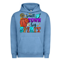 Pigment Pebble Blue small town big spirit basketball Urban Hoodie - Zillion Design Studio