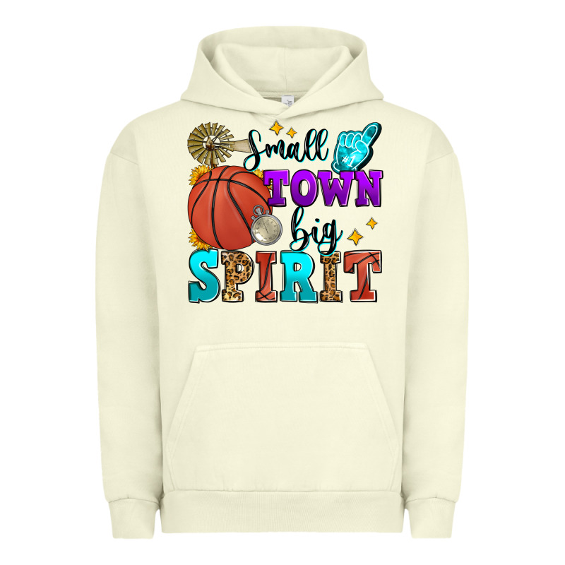 Small Town Big Spirit Basketball Urban Hoodie by Zillion Design Studio | Teevron