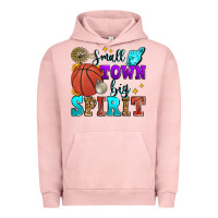 Pigment Salmon small town big spirit basketball Urban Hoodie - Zillion Design Studio