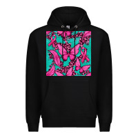 Black Pink Butterfly with Ribbon Cancer Premium Hoodie - texasbilliewilder