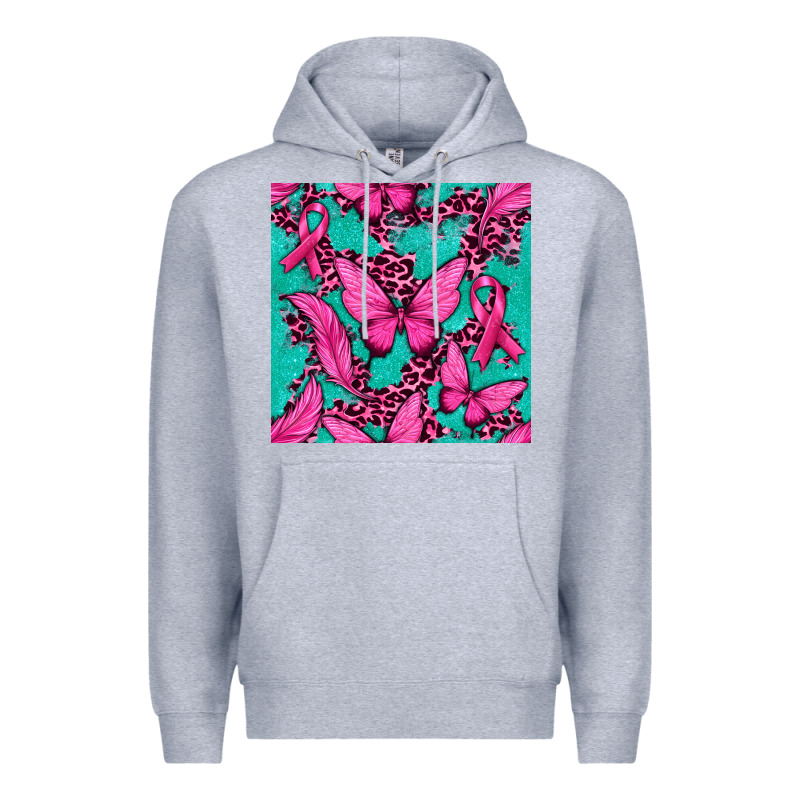 Pink Butterfly With Ribbon Cancer Premium Hoodie by texasbilliewilder | Teevron