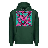 Sports Green Pink Butterfly with Ribbon Cancer Premium Hoodie - texasbilliewilder