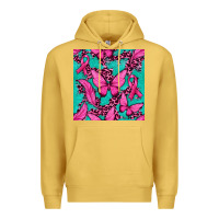 Antique Gold Pink Butterfly with Ribbon Cancer Premium Hoodie - texasbilliewilder