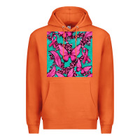 Carrot Pink Butterfly with Ribbon Cancer Premium Hoodie - texasbilliewilder