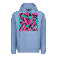 Colony Blue Pink Butterfly with Ribbon Cancer Premium Hoodie - texasbilliewilder