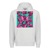 Dove Grey Pink Butterfly with Ribbon Cancer Premium Hoodie - texasbilliewilder