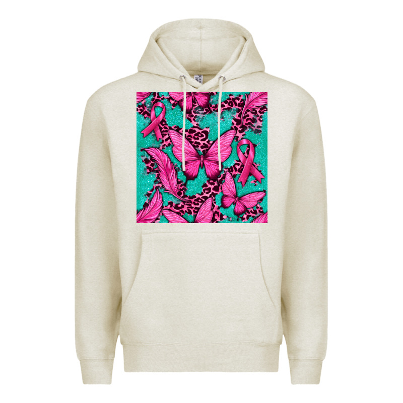 Pink Butterfly With Ribbon Cancer Premium Hoodie by texasbilliewilder | Teevron