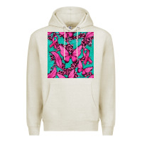 Oatmeal Heather Pink Butterfly with Ribbon Cancer Premium Hoodie - texasbilliewilder