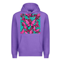 Purple Pink Butterfly with Ribbon Cancer Premium Hoodie - texasbilliewilder