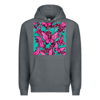 Rock Pink Butterfly with Ribbon Cancer Premium Hoodie - texasbilliewilder