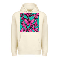 Sandshell Pink Butterfly with Ribbon Cancer Premium Hoodie - texasbilliewilder