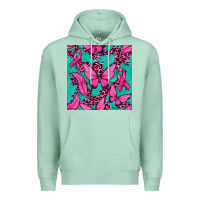 Seafoam Pink Butterfly with Ribbon Cancer Premium Hoodie - texasbilliewilder