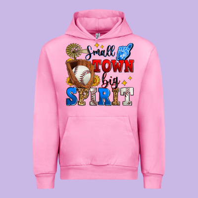 Small Town Big Spirit Baseball Urban Hoodie Designed By Zillion Design Studio