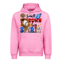 Fuchsia Pink small town big spirit baseball Urban Hoodie - Zillion Design Studio