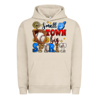 Pigment French Oak small town big spirit baseball Urban Hoodie - Zillion Design Studio