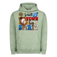 Pigment Oil Green small town big spirit baseball Urban Hoodie - Zillion Design Studio