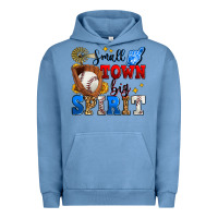 Pigment Pebble Blue small town big spirit baseball Urban Hoodie - Zillion Design Studio