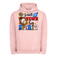 Pigment Salmon small town big spirit baseball Urban Hoodie - Zillion Design Studio