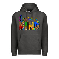 Charcoal Heather be kind Premium Hoodie - Zillion Design Studio