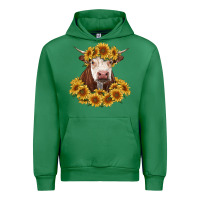 Emerald hereford cow with sunflowers Urban Hoodie - RanaPortraitStore