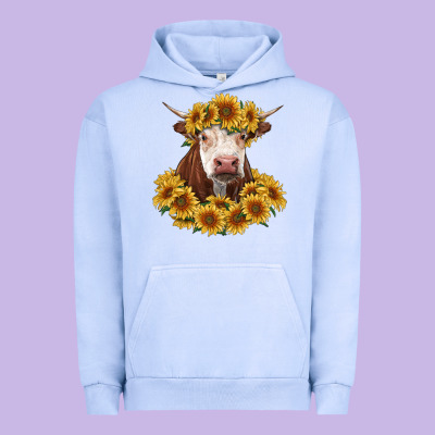 Hereford Cow With Sunflowers Urban Hoodie Designed By Ranaportraitstore