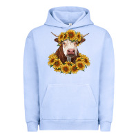 Pigment Grape Ice hereford cow with sunflowers Urban Hoodie - RanaPortraitStore