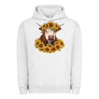 Pigment Lunar Rock hereford cow with sunflowers Urban Hoodie - RanaPortraitStore
