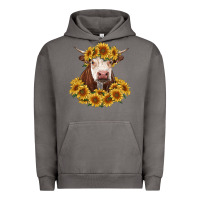 Pigment Tornado hereford cow with sunflowers Urban Hoodie - RanaPortraitStore